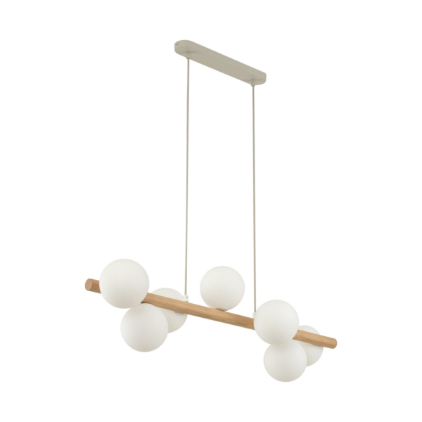 TK LIGHTING CHANDELIER ESTERA 5905 7XG9 WHITE/WOOD - Image 2