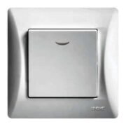 Lineme H Series Διακόπτης Αλέ Ρετούρ Με Λυχνία Ασημί Ματ