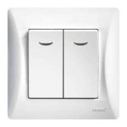 Lineme H Series Διακόπτης Διπλός Αλέ Ρετούρ Με Λυχνία Λευκό
