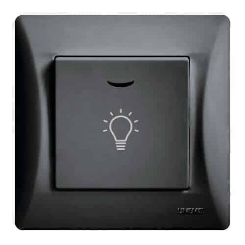 50-00107-2 Lineme H Series Μπουτόν Κλιμακοστασίου Με Λυχνία LED 220-240V Μαύρο - Image 1