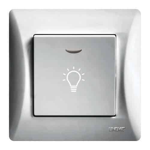 50-00107-5 Lineme H Series Μπουτόν Κλιμακοστασίου Με Λυχνία LED 220-240V Ασημί Ματ - Image 1