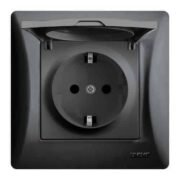 Lineme H Series Πρίζα Schuko Με Καπάκι Μαύρο