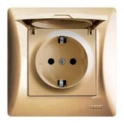 Lineme H Series Πρίζα Schuko Με Καπάκι Χρυσό Ματ