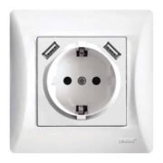 Lineme H Series Πρίζα Schuko Με 2 Θύρες USB Λευκό
