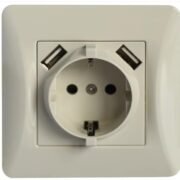 Lineme H Series Πρίζα Schuko Με 2 Θύρες USB Ιβουάρ