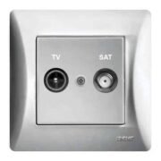 Lineme H Series Πρίζα TV-SAT Διέλευσης Ασημί Ματ