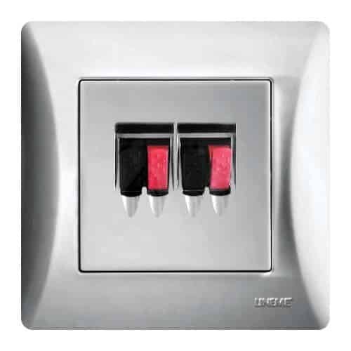 50-00135-5 Lineme H Series Πρίζα Ηχείων Διπλή Ασημί Ματ - Image 1