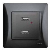 Lineme H Series Πρίζα Διπλή USB Μαύρο