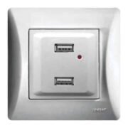 Lineme H Series Πρίζα Διπλή USB Ασημί Ματ