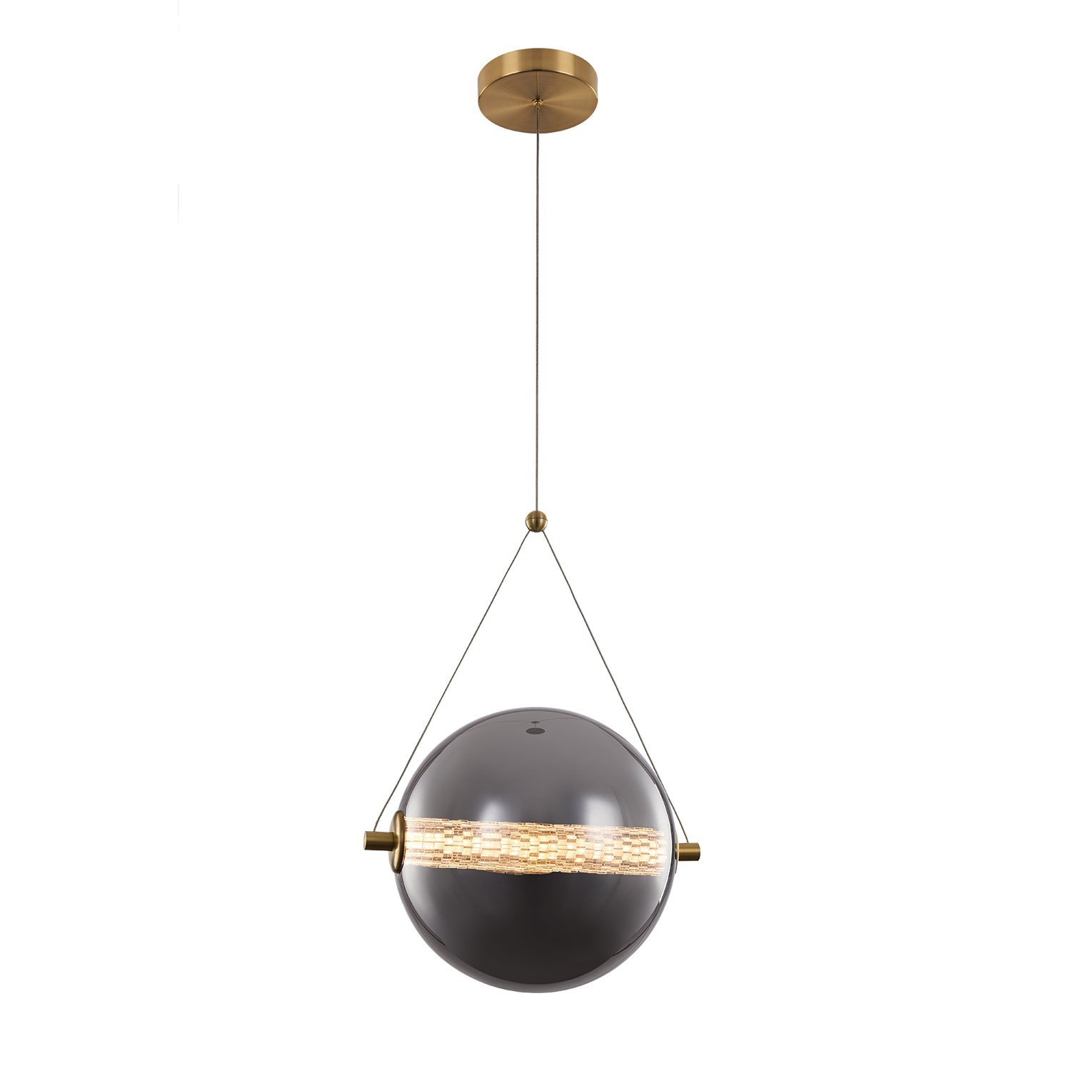 955SPLENDOR930BSG SPLENDOR LED PENDANT 9W 3000K, BRASS+SMOKY GREY - Image 1
