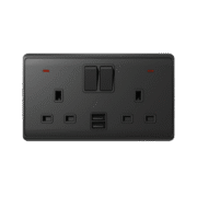 LONDON DOUBLE SOCKET 2P BUTTON SWITCH NEON+USB AN