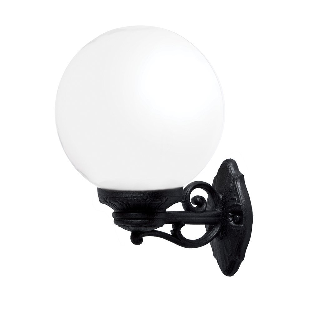 BL-498 GLOBE 250 OPAL GARDEN WALL LAMP 1XE27 IP55 BLACK - Image 1
