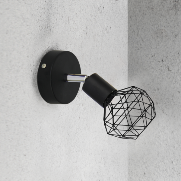Aca Lighting ALADDIN Σποτ 1xE14 Μαύρο Πλέγμα 12,5x9,5x15,5cm - Image 4
