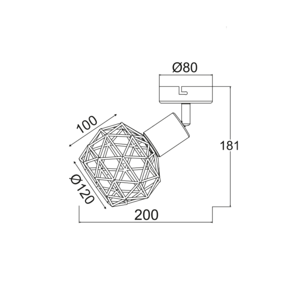 Aca Lighting Aladdin Σποτ 1xE14 Χάλκινο Πλέγμα 12,5x9,5x15,5cm - Image 4