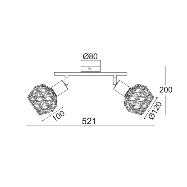 Aca Lighting Aladdin Σποτ 2xE14 Χάλκινο Πλέγμα 30x12,5x19,5cm - Image 4
