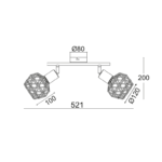 Aca Lighting Aladdin Σποτ 2xE14 Χάλκινο Πλέγμα 30x12,5x19,5cm - Image 2