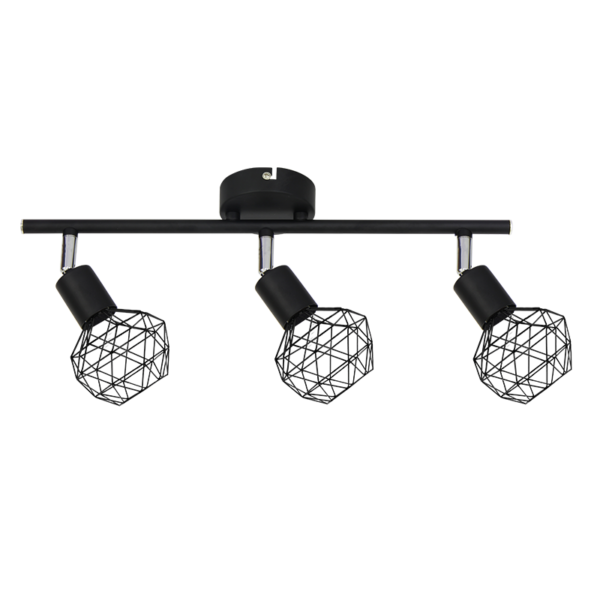 Aca Lighting Aladdin Σποτ 3xE14 Μαύρο Πλέγμα 46x12,5x19,5cm - Image 3