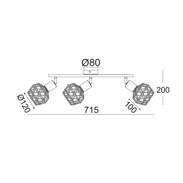 Aca Lighting Aladdin Σποτ 3xE14 Χάλκινο Πλέγμα 46x12,5x19,5cm - Image 4