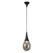 Aca Lighting Atena Κρεμαστό Φωτιστικό 1xE14 Μαύρο & Κεχριμπαρί Γυαλί Φ16cm