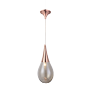 Aca Lighting Atena Κρεμαστό Φωτιστικό 1xE14 Χάλκινο & Κεχριμπαρί Γυαλί Φ16cm