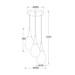 Aca Lighting Atena Κρεμαστό Φωτιστικό Ροζέτα 3xE14 Μαύρο & Κεχριμπαρί Γυαλί Φ41cm - Image 2