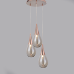 Aca Lighting Atena Κρεμαστό Φωτιστικό Ροζέτα 3xE14 Χάλκινο & Κεχριμπαρί Γυαλί Φ41cm - Image 3