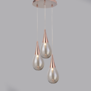 Aca Lighting Atena Κρεμαστό Φωτιστικό Ροζέτα 3xE14 Χάλκινο & Κεχριμπαρί Γυαλί Φ41cm