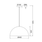 Aca Lighting Melina Κρεμαστό Φωτιστικό 1xE27 Μεταλλικό Μαύρο Φ40xH110cm - Image 4