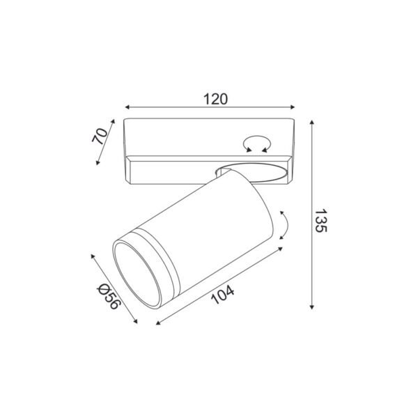 Aca Lighting DIVINO Επιτοίχιο Φωτιστικό 1xGU10 Μαύρο Αλουμίνιο IP20 12x7x13,5cm - Image 2