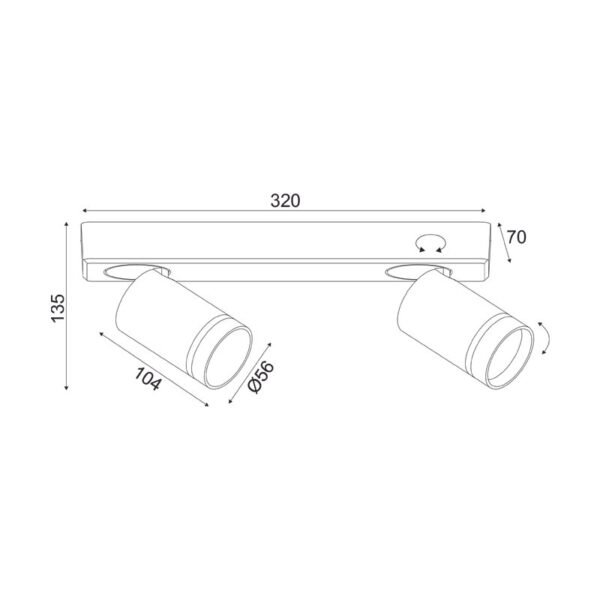 Aca Lighting DIVINO Επιτοίχιο Φωτιστικό 2xGU10 Λευκό Αλουμίνιο IP20 32x7x13,5cm - Image 4