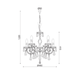 Aca Lighting NEFERTITI Κρεμαστό Φωτιστικό 5xE14 Φιμέ Ακρυλικό & Χρώμιο Μεταλλικό Φ46xH122cm - Image 2