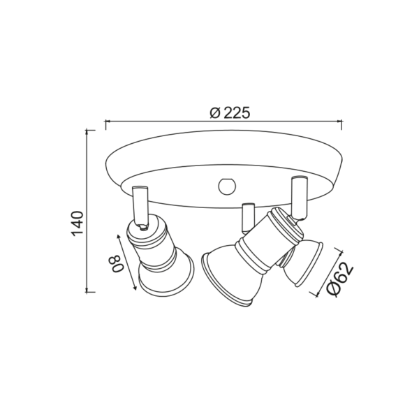 Aca Lighting BRULEE Επιτοίχιο Φωτιστικό 3xGU10 Ροζέτα Μπρονζέ Μεταλλικό Φ23,5x14cm - Image 4